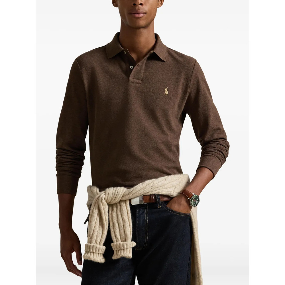 Polo Ralph Lauren Shirt Mens XXL Brown Short Sleeve Cotton Pique Knit Green Pony